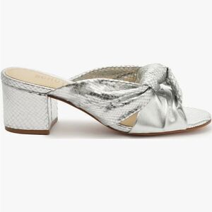 SCHUTZ Metallic Silver Block Heel Mules